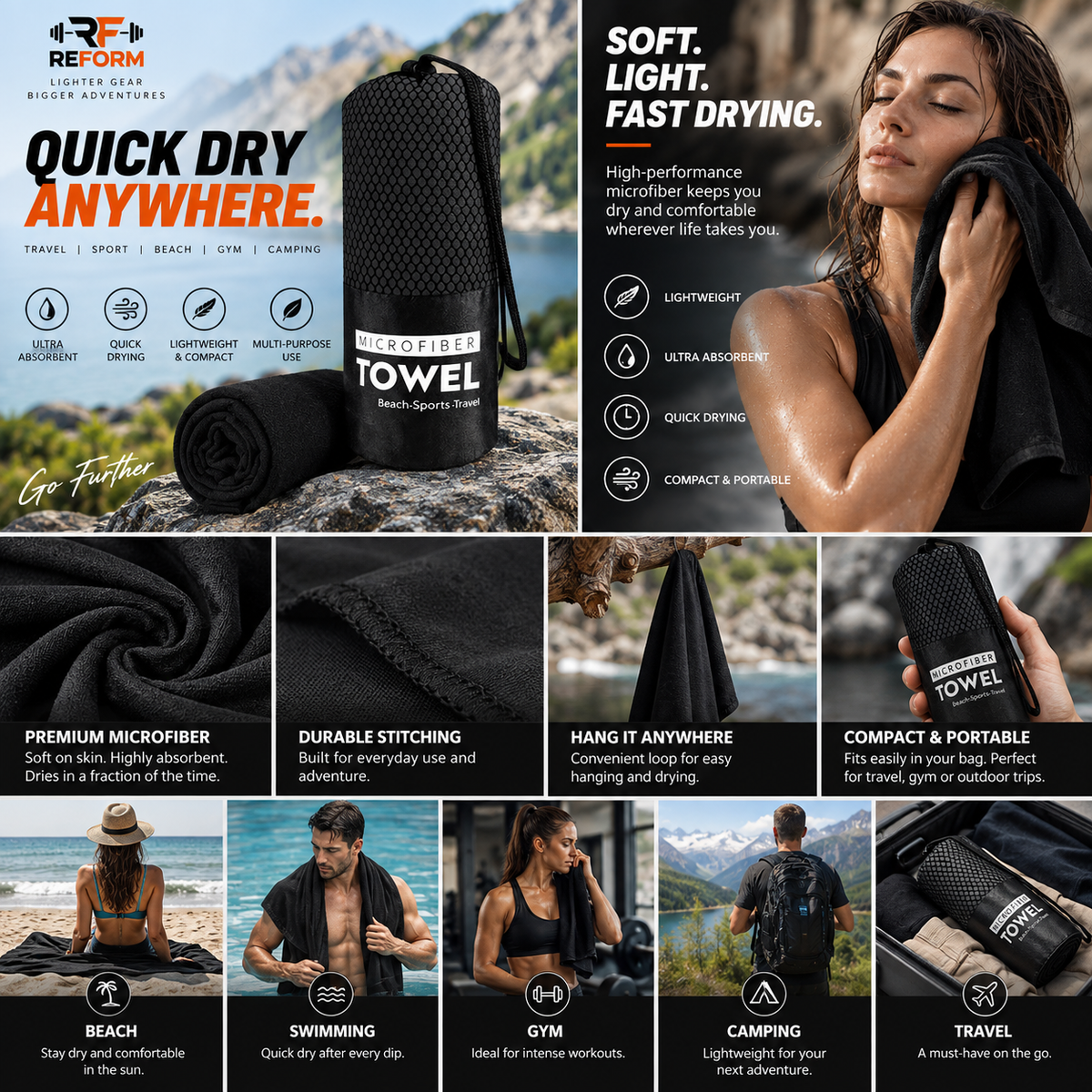 RepForm™ Quick-Dry Towel | Stay Fresh. Move Fast. Go Anywhere.