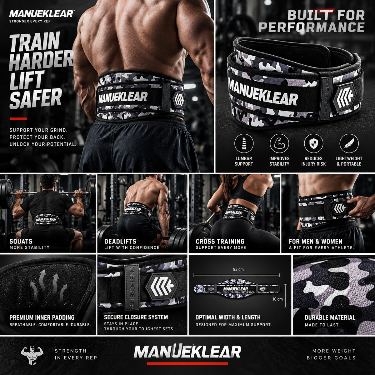 RepForm™ Weightlifting Belt | Portable Lumbar Support for Strength & Cross Training