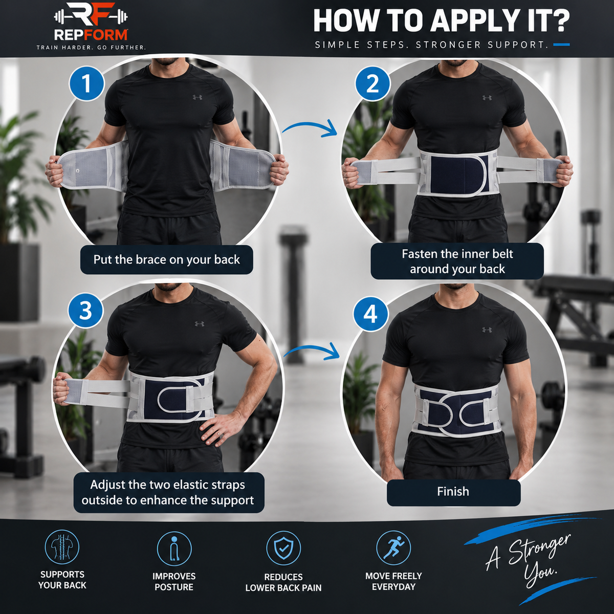 RepForm™ Back Support Set | Lumbar Belt & Cushion for Pain-Free Living