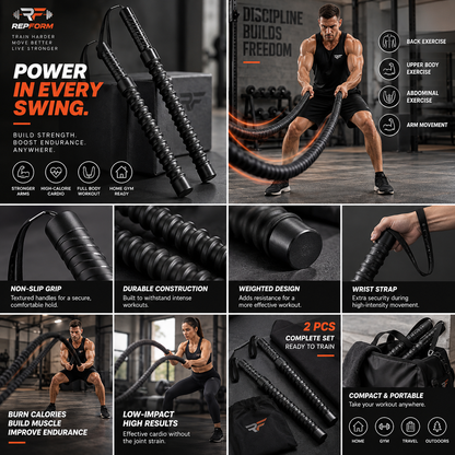 RepForm™ Battle Rope | Low-Impact, High-Intensity Home Gym Training