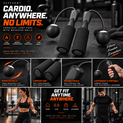 RepForm™ Dual Jump Rope | Cardio & Strength Training Without the Space