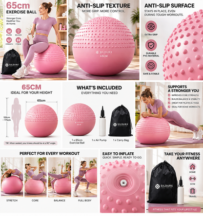 RepForm™ Exercise Ball  65cm Anti-Slip with Pump & Carry Bag