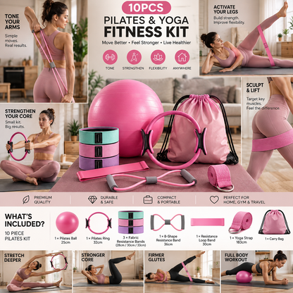 RepForm™ Home Pilates Kit | 10-Piece Core & Flexibility Training Set