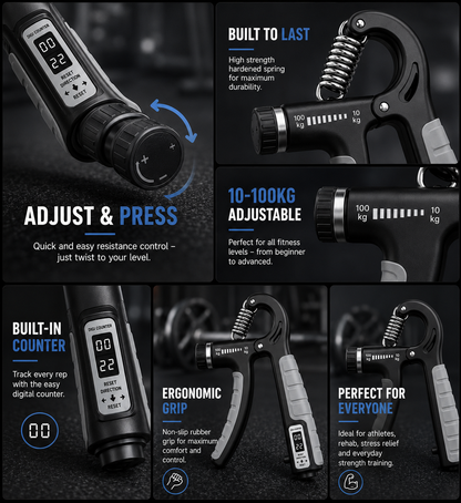 RepForm™ Performance Hand Gripper | 10–100KG Adjustable