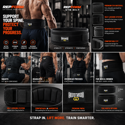 RepForm™ Powerlifting Belt | Maximum Back Support for Squats & Deadlifts