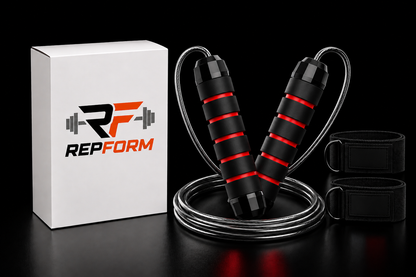 RepForm™ Pro Jump Rope | Adjustable Steel Wire with Ankle & Wrist Support