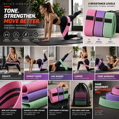 RepForm™ Resistance Band Set | Stretch, Strengthen & Sculpt — 3 Levels