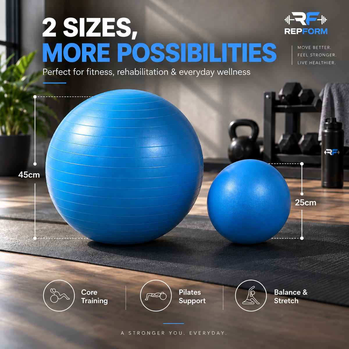 RepForm™ Stability Ball Set | Core Strength, Balance & Flexibility Training